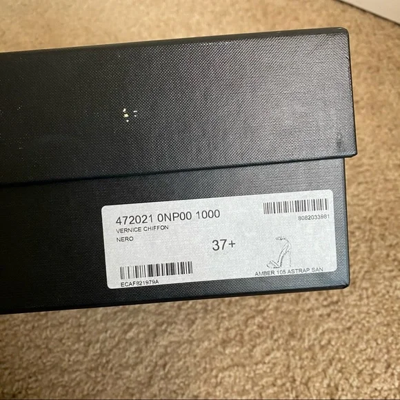 SAINT LAURENT BLACK PATENT VERNICE CHIFFON LEATHER HIGH HEEL SIZE 37 /7 - Picture 5 of 16